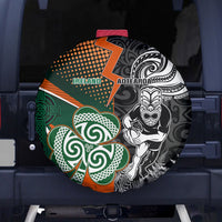 New Zealand and Ireland Rugby Spare Tire Cover Silver Fern With Shamrock 2023 World Cup - Wonder Print Shop