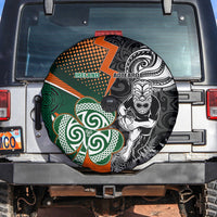 New Zealand and Ireland Rugby Spare Tire Cover Silver Fern With Shamrock 2023 World Cup - Wonder Print Shop