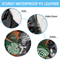 New Zealand and Ireland Rugby Spare Tire Cover Silver Fern With Shamrock 2023 World Cup - Wonder Print Shop