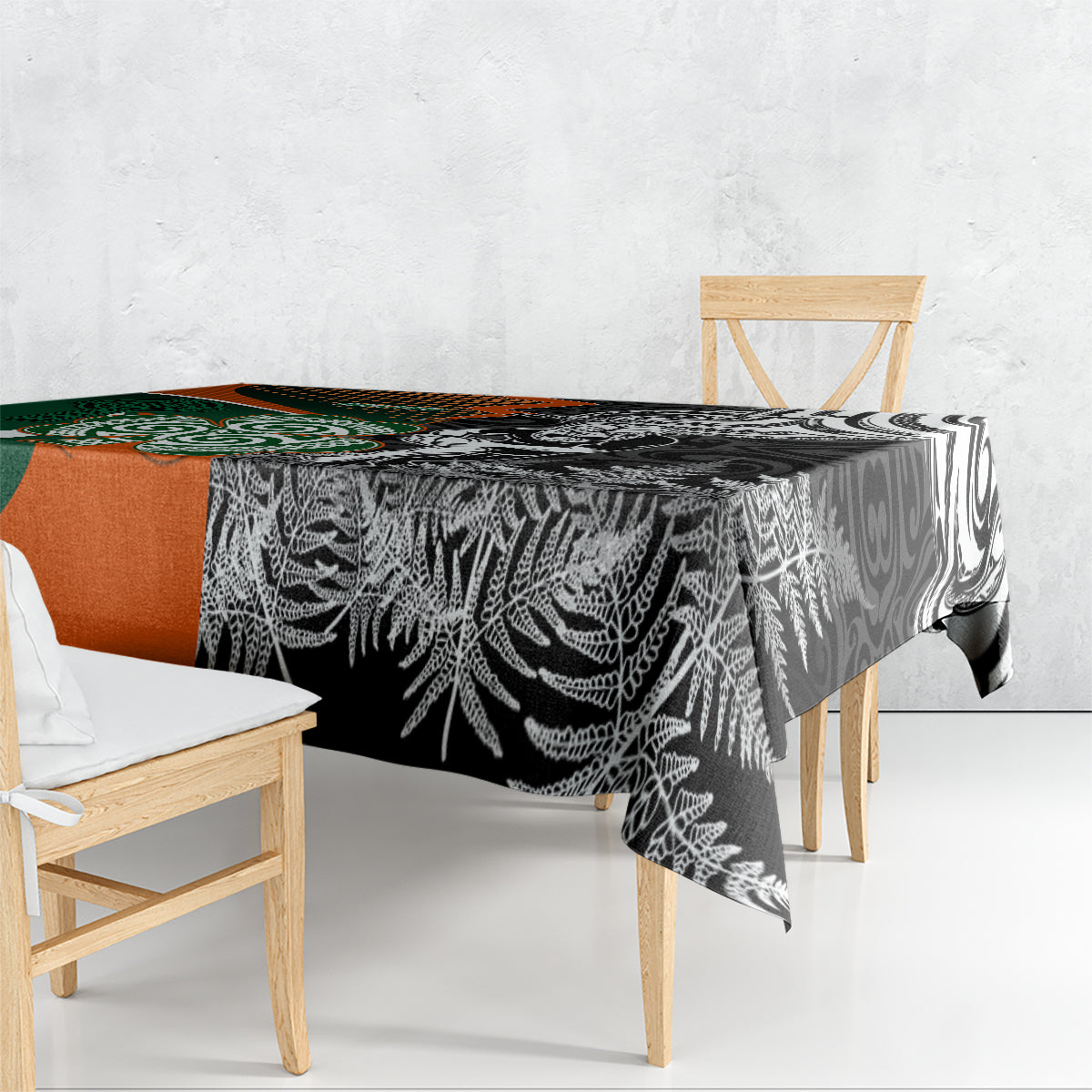 New Zealand and Ireland Rugby Tablecloth Silver Fern With Shamrock 2023 World Cup - Wonder Print Shop