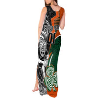 New Zealand and Ireland Rugby Tank Maxi Dress Silver Fern With Shamrock 2023 World Cup - Wonder Print Shop