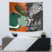 New Zealand and Ireland Rugby Tapestry Silver Fern With Shamrock 2023 World Cup - Wonder Print Shop