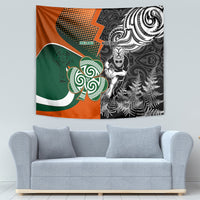 New Zealand and Ireland Rugby Tapestry Silver Fern With Shamrock 2023 World Cup - Wonder Print Shop