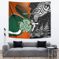 New Zealand and Ireland Rugby Tapestry Silver Fern With Shamrock 2023 World Cup - Wonder Print Shop