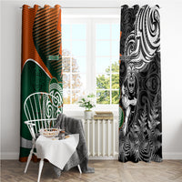 New Zealand and Ireland Rugby Window Curtain Silver Fern With Shamrock 2023 World Cup - Wonder Print Shop