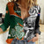 New Zealand and Ireland Rugby Women Casual Shirt Silver Fern With Shamrock 2023 World Cup - Wonder Print Shop