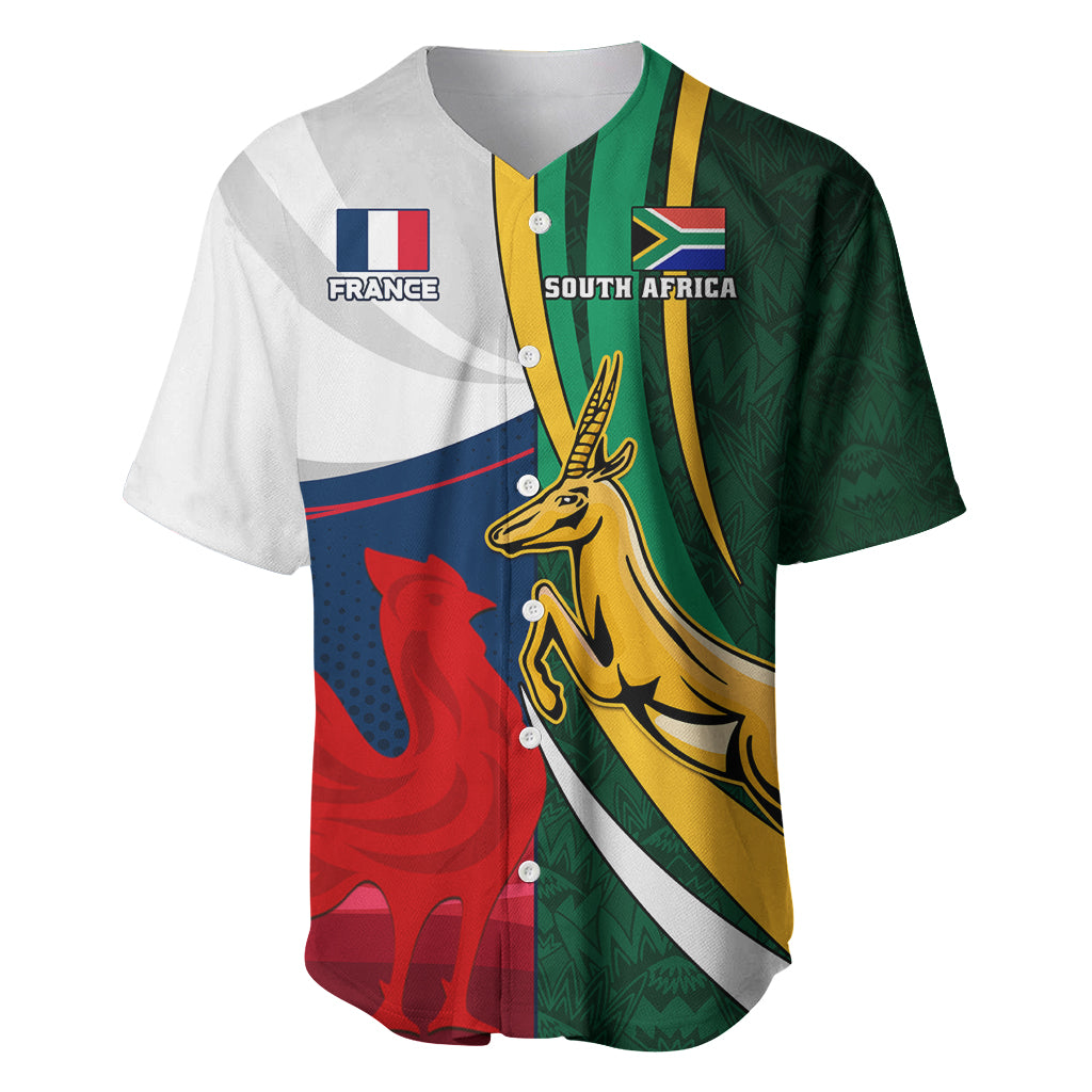 South Africa and France Rugby Baseball Jersey Springbok With Le XV de France 2023 World Cup - Wonder Print Shop