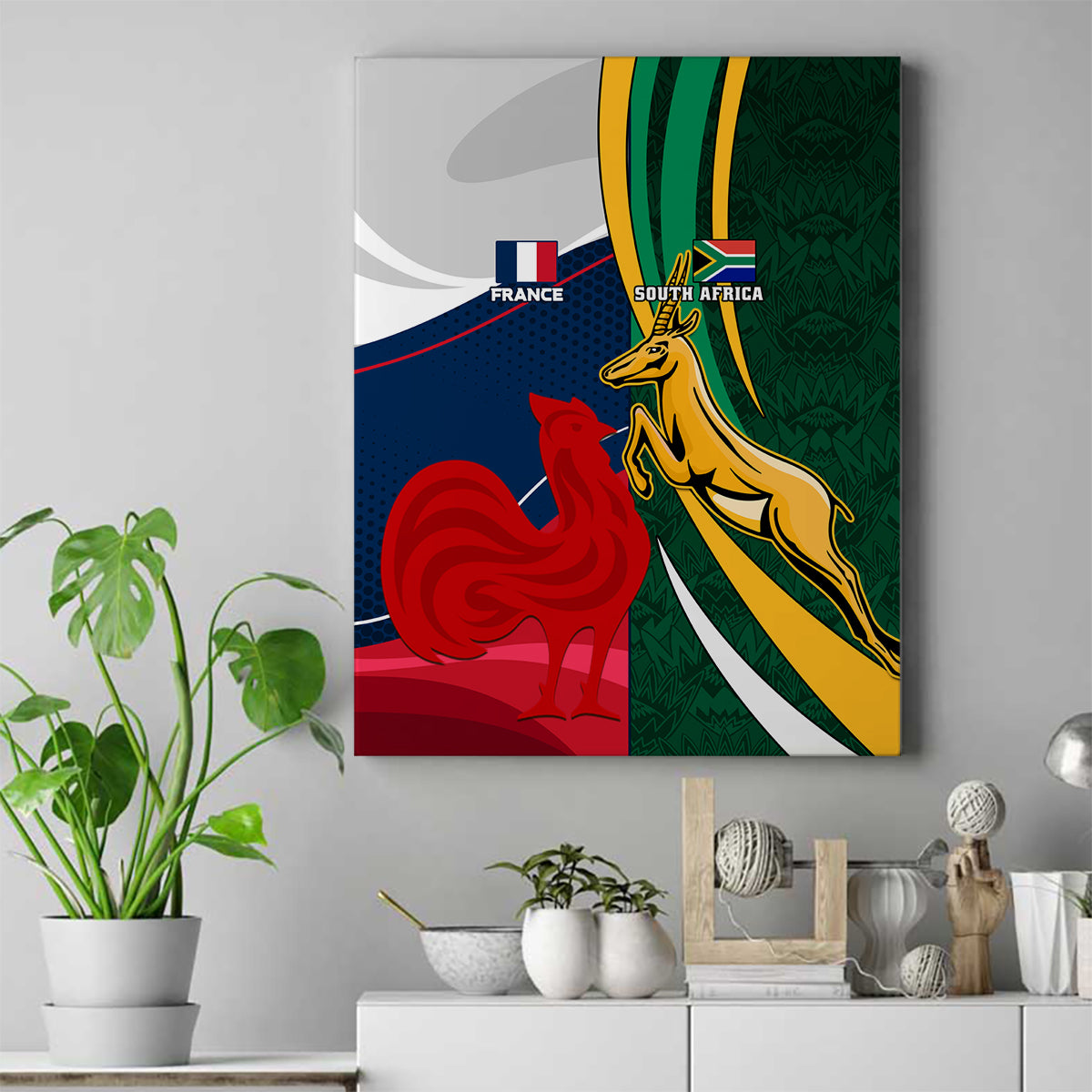 south-africa-and-france-rugby-canvas-wall-art-springbok-with-le-xv-de-france-2023-world-cup