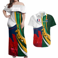 South Africa and France Rugby Couples Matching Off Shoulder Maxi Dress and Hawaiian Shirt Springbok With Le XV de France 2023 World Cup - Wonder Print Shop
