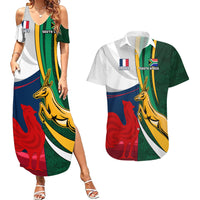 South Africa and France Rugby Couples Matching Summer Maxi Dress and Hawaiian Shirt Springbok With Le XV de France 2023 World Cup - Wonder Print Shop