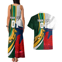 South Africa and France Rugby Couples Matching Tank Maxi Dress and Hawaiian Shirt Springbok With Le XV de France 2023 World Cup - Wonder Print Shop