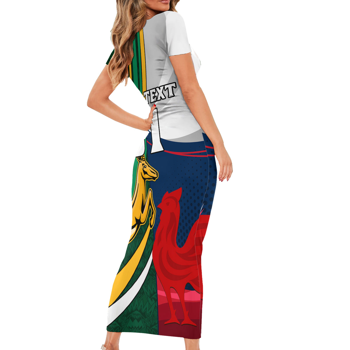 South Africa and France Rugby Family Matching Short Sleeve Bodycon Dress and Hawaiian Shirt Springbok With Le XV de France 2023 World Cup - Wonder Print Shop