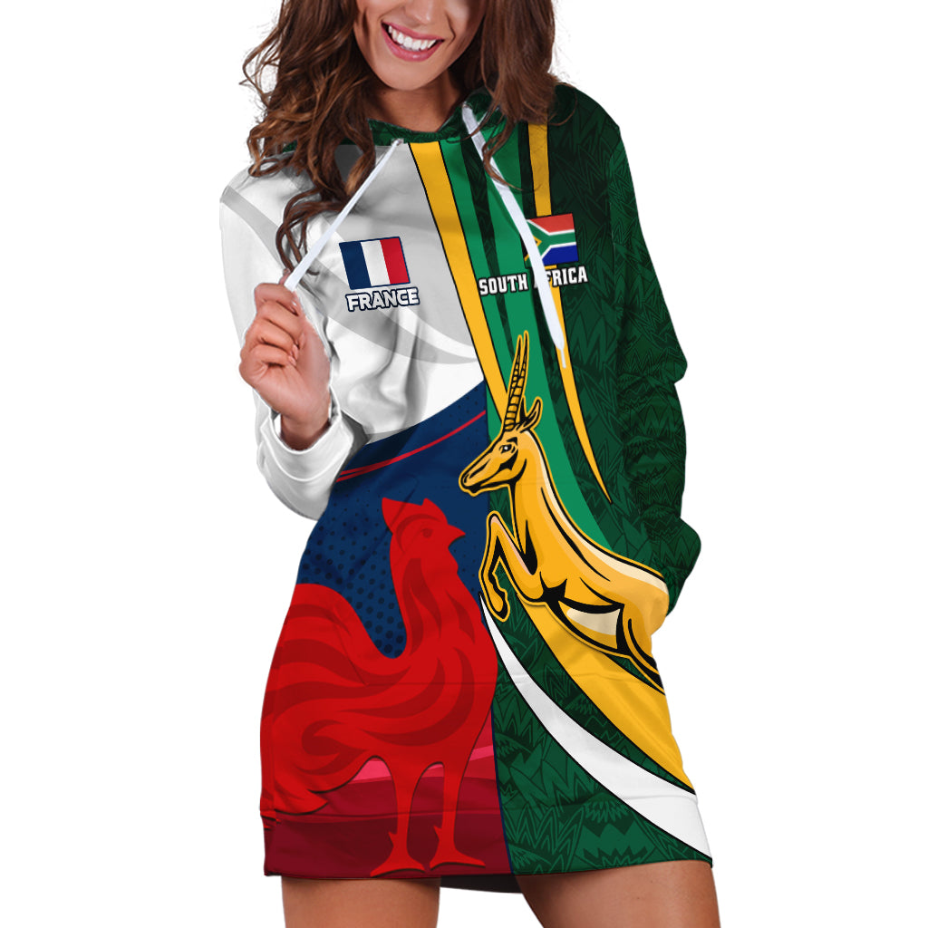 South Africa and France Rugby Hoodie Dress Springbok With Le XV de France 2023 World Cup - Wonder Print Shop