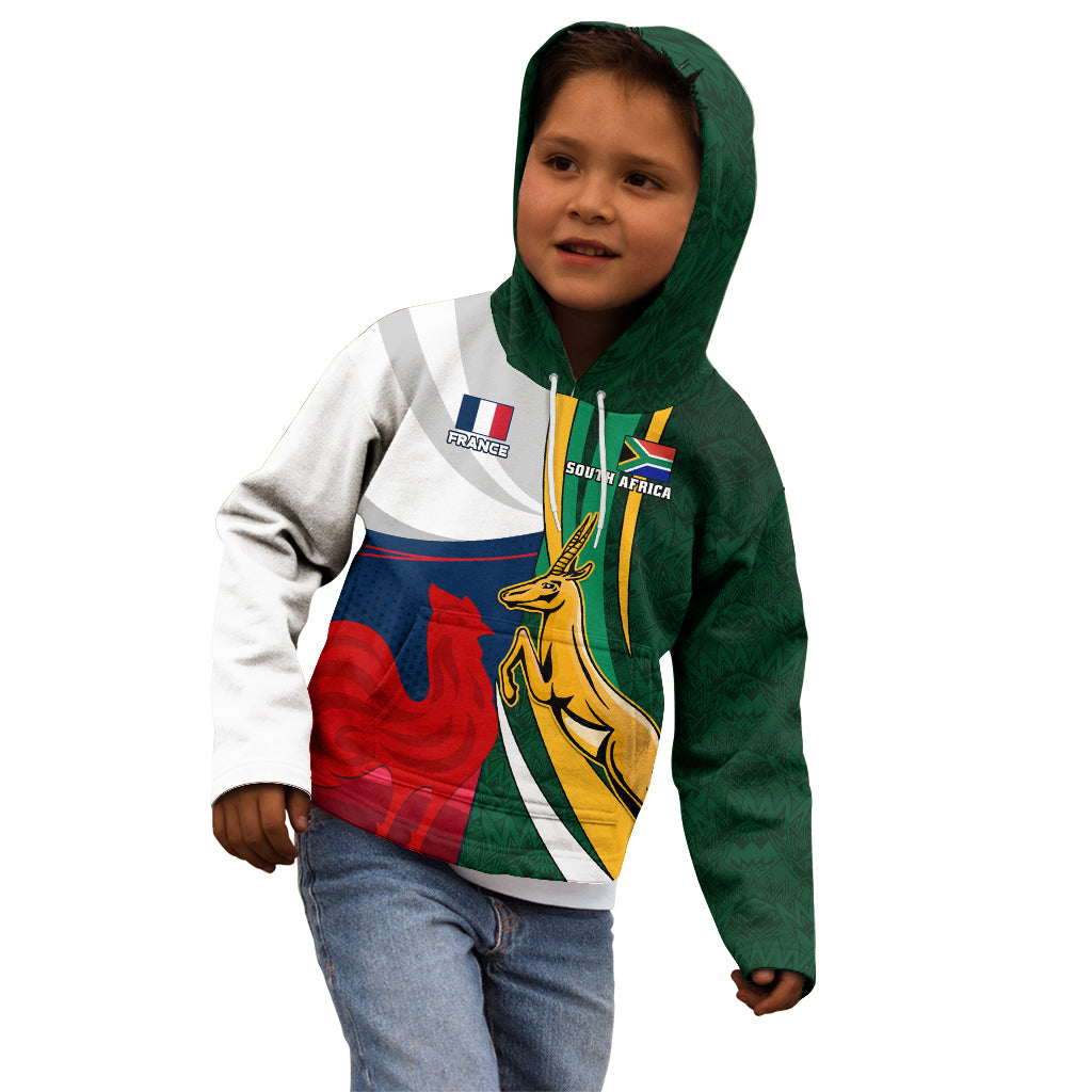South Africa and France Rugby Kid Hoodie Springbok With Le XV de France 2023 World Cup - Wonder Print Shop