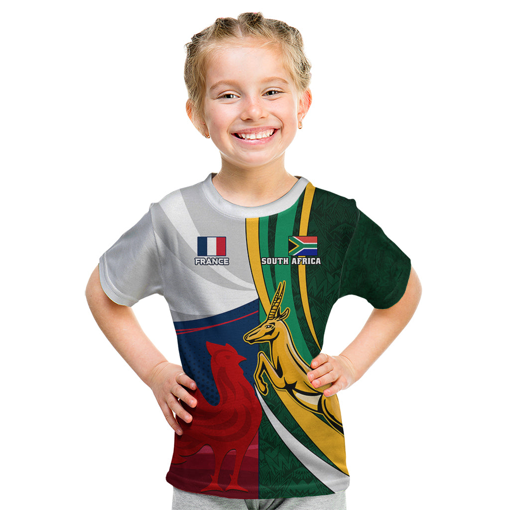 South Africa and France Rugby Kid T Shirt Springbok With Le XV de France 2023 World Cup - Wonder Print Shop