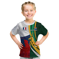 South Africa and France Rugby Kid T Shirt Springbok With Le XV de France 2023 World Cup - Wonder Print Shop
