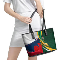 South Africa and France Rugby Leather Tote Bag Springbok With Le XV de France 2023 World Cup - Wonder Print Shop