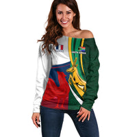 South Africa and France Rugby Off Shoulder Sweater Springbok With Le XV de France 2023 World Cup - Wonder Print Shop