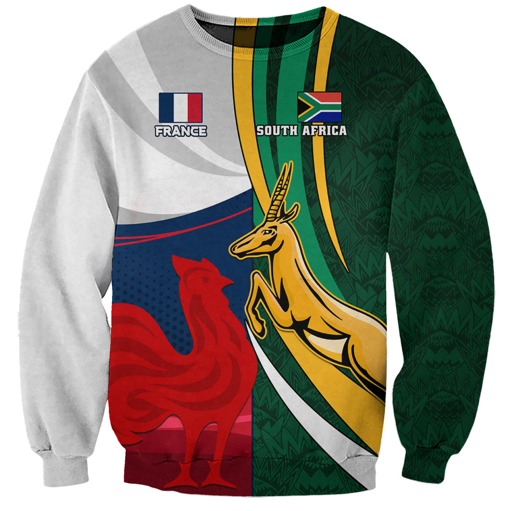 South Africa and France Rugby Sweatshirt Springbok With Le XV de France 2023 World Cup - Wonder Print Shop