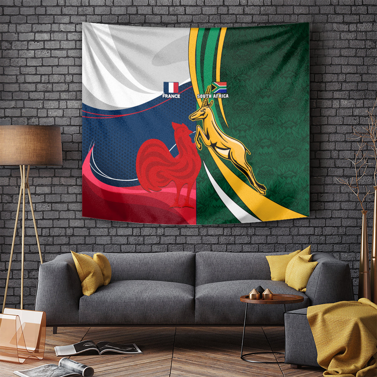 south-africa-and-france-rugby-tapestry-springbok-with-le-xv-de-france-2023-world-cup