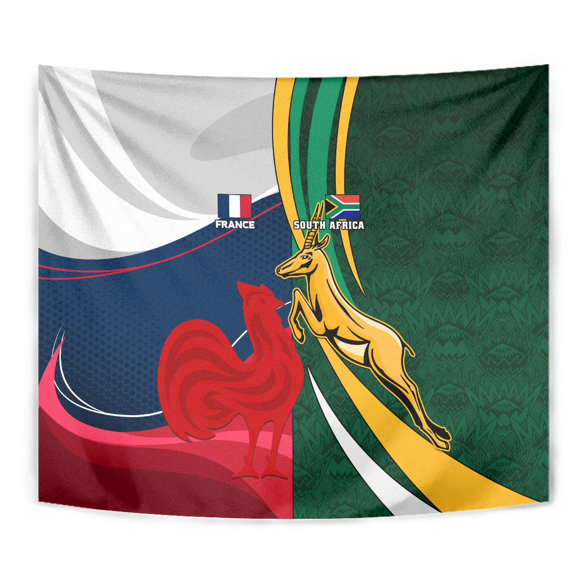 South Africa and France Rugby Tapestry Springbok With Le XV de France 2023 World Cup - Wonder Print Shop