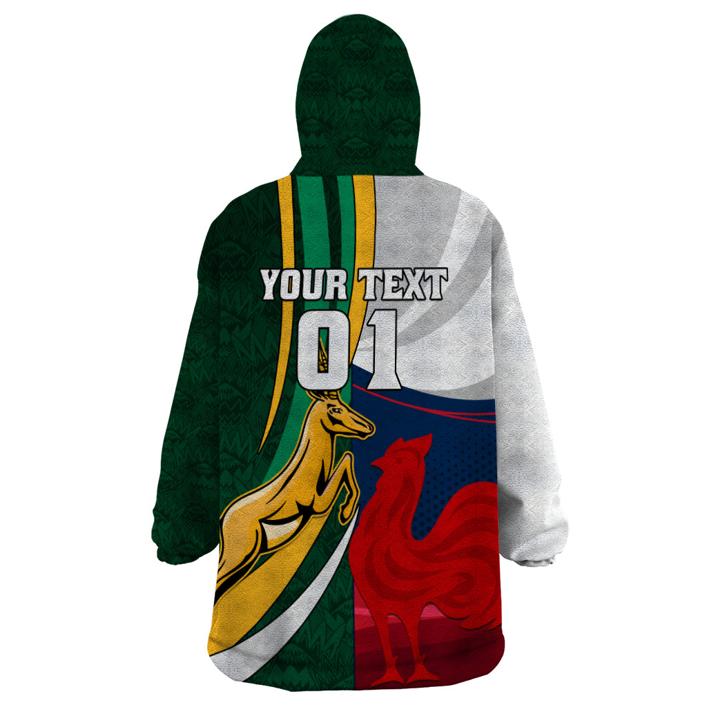 South Africa and France Rugby Wearable Blanket Hoodie Springbok With Le XV de France 2023 World Cup - Wonder Print Shop