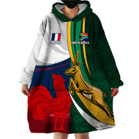 South Africa and France Rugby Wearable Blanket Hoodie Springbok With Le XV de France 2023 World Cup - Wonder Print Shop