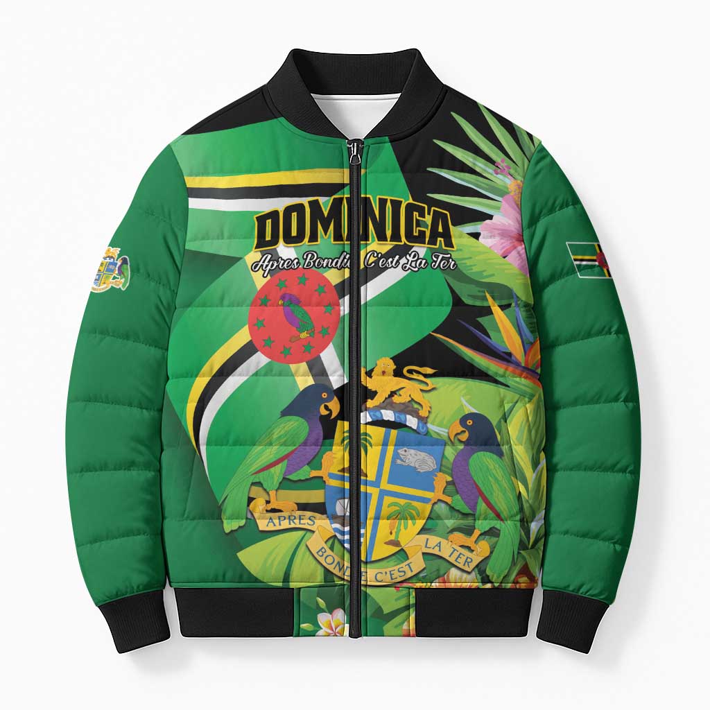 Personalized Dominica Bomber Puffer Jacket Nature Island of the Caribbean - Wonder Print Shop