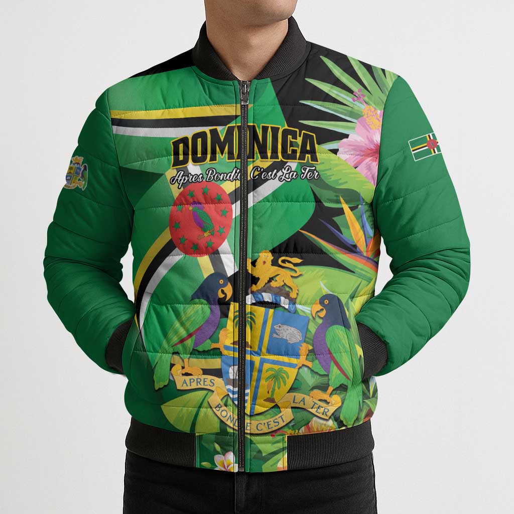 Personalized Dominica Bomber Puffer Jacket Nature Island of the Caribbean - Wonder Print Shop