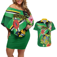 Personalized Dominica Couples Matching Off Shoulder Short Dress and Hawaiian Shirt Nature Island of the Caribbean - Wonder Print Shop