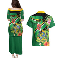 Personalized Dominica Couples Matching Puletasi and Hawaiian Shirt Nature Island of the Caribbean - Wonder Print Shop