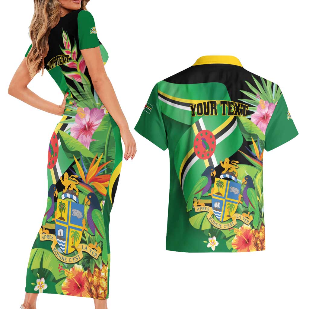 Personalized Dominica Couples Matching Short Sleeve Bodycon Dress and Hawaiian Shirt Nature Island of the Caribbean - Wonder Print Shop