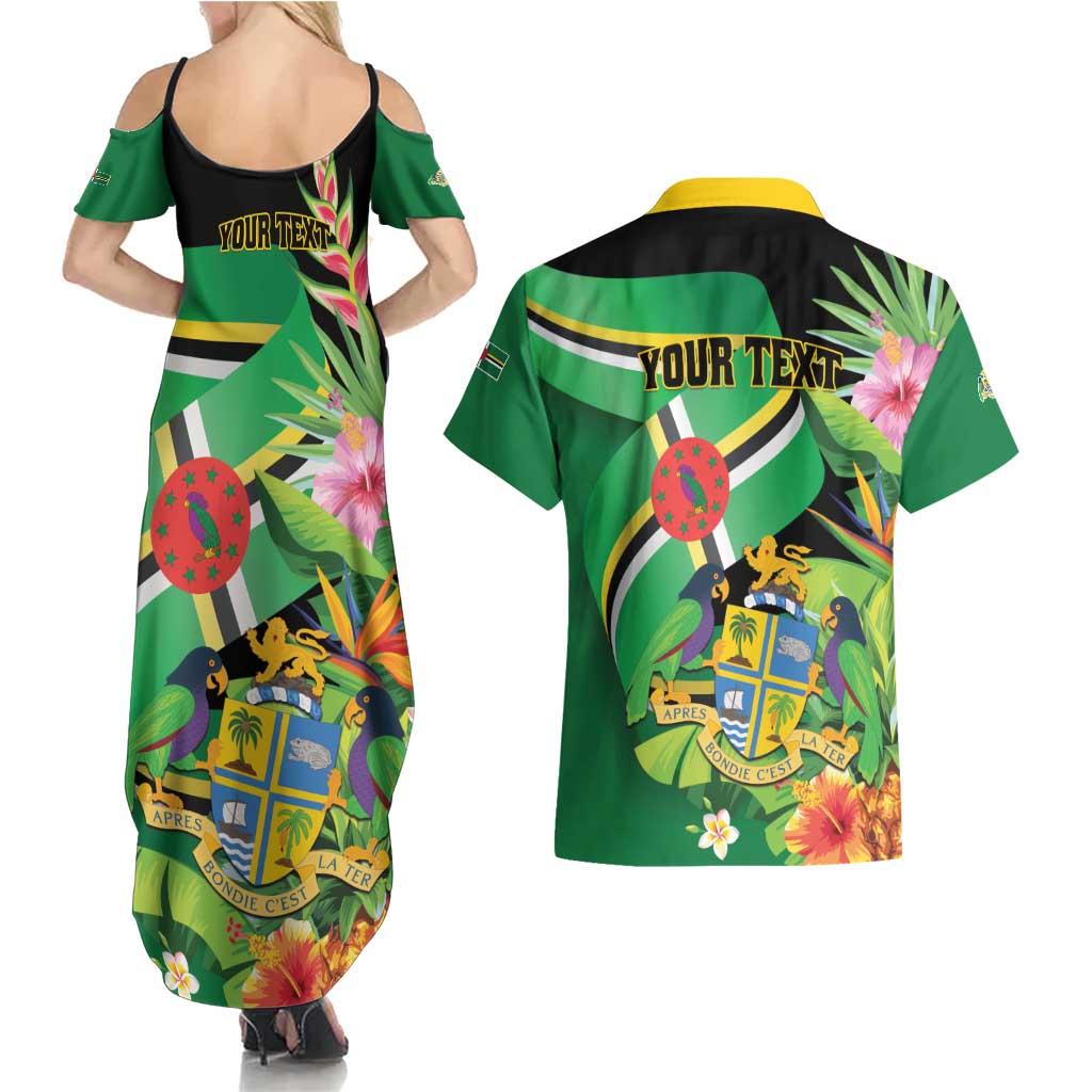 Personalized Dominica Couples Matching Summer Maxi Dress and Hawaiian Shirt Nature Island of the Caribbean - Wonder Print Shop
