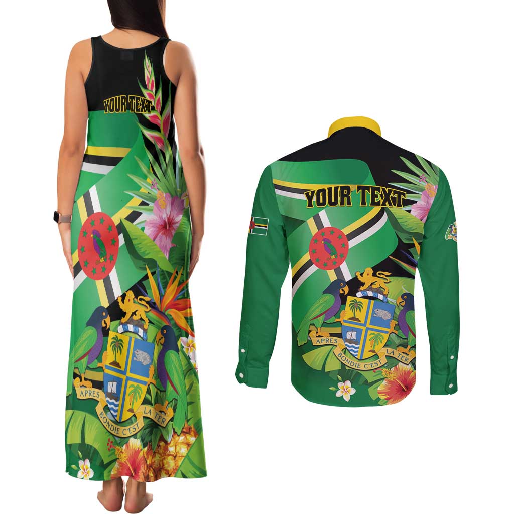 Personalized Dominica Couples Matching Tank Maxi Dress and Long Sleeve Button Shirt Nature Island of the Caribbean - Wonder Print Shop