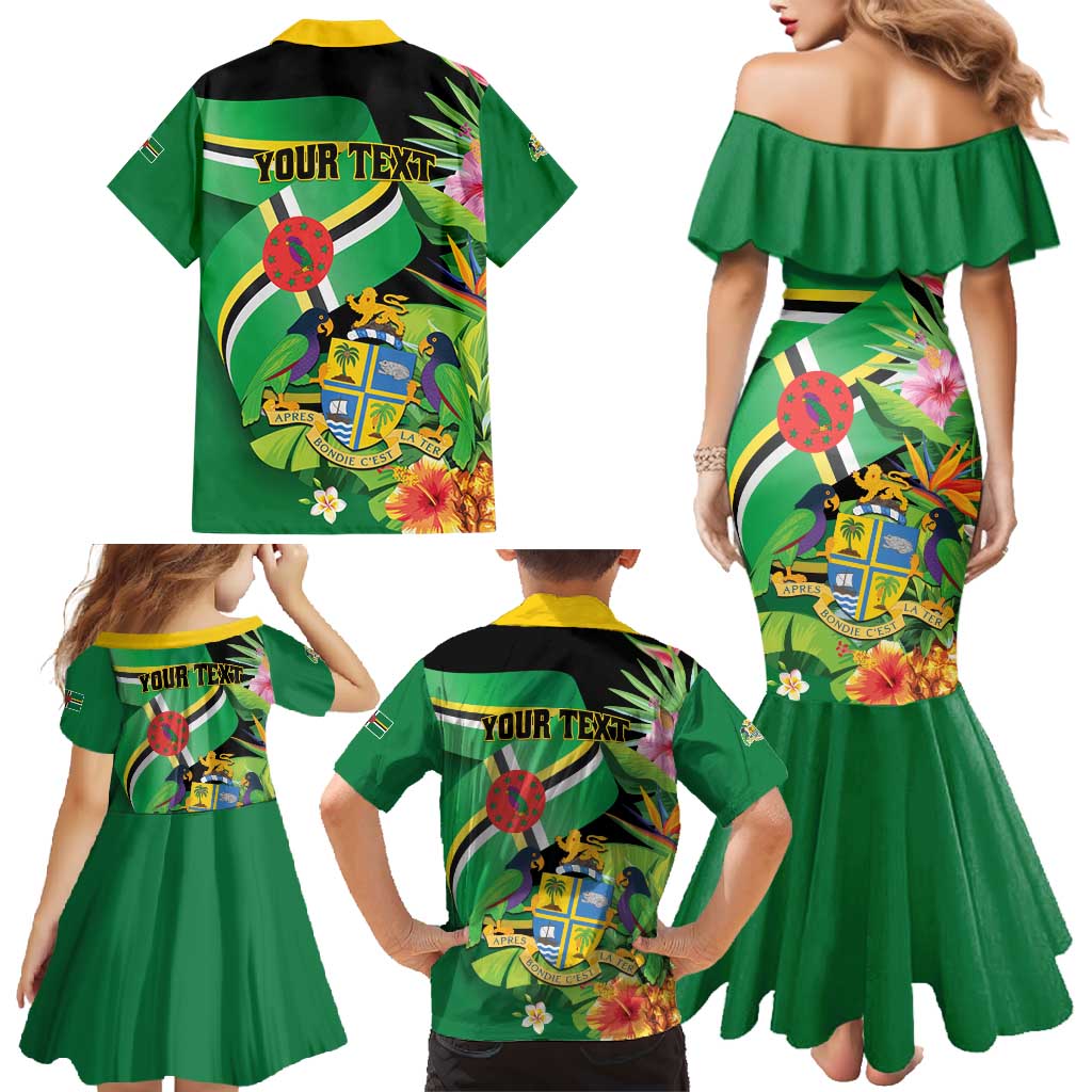 Personalized Dominica Family Matching Mermaid Dress and Hawaiian Shirt Nature Island of the Caribbean - Wonder Print Shop
