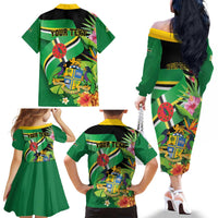 Personalized Dominica Family Matching Off The Shoulder Long Sleeve Dress and Hawaiian Shirt Nature Island of the Caribbean - Wonder Print Shop