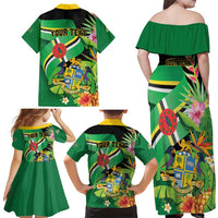 Personalized Dominica Family Matching Off Shoulder Maxi Dress and Hawaiian Shirt Nature Island of the Caribbean - Wonder Print Shop