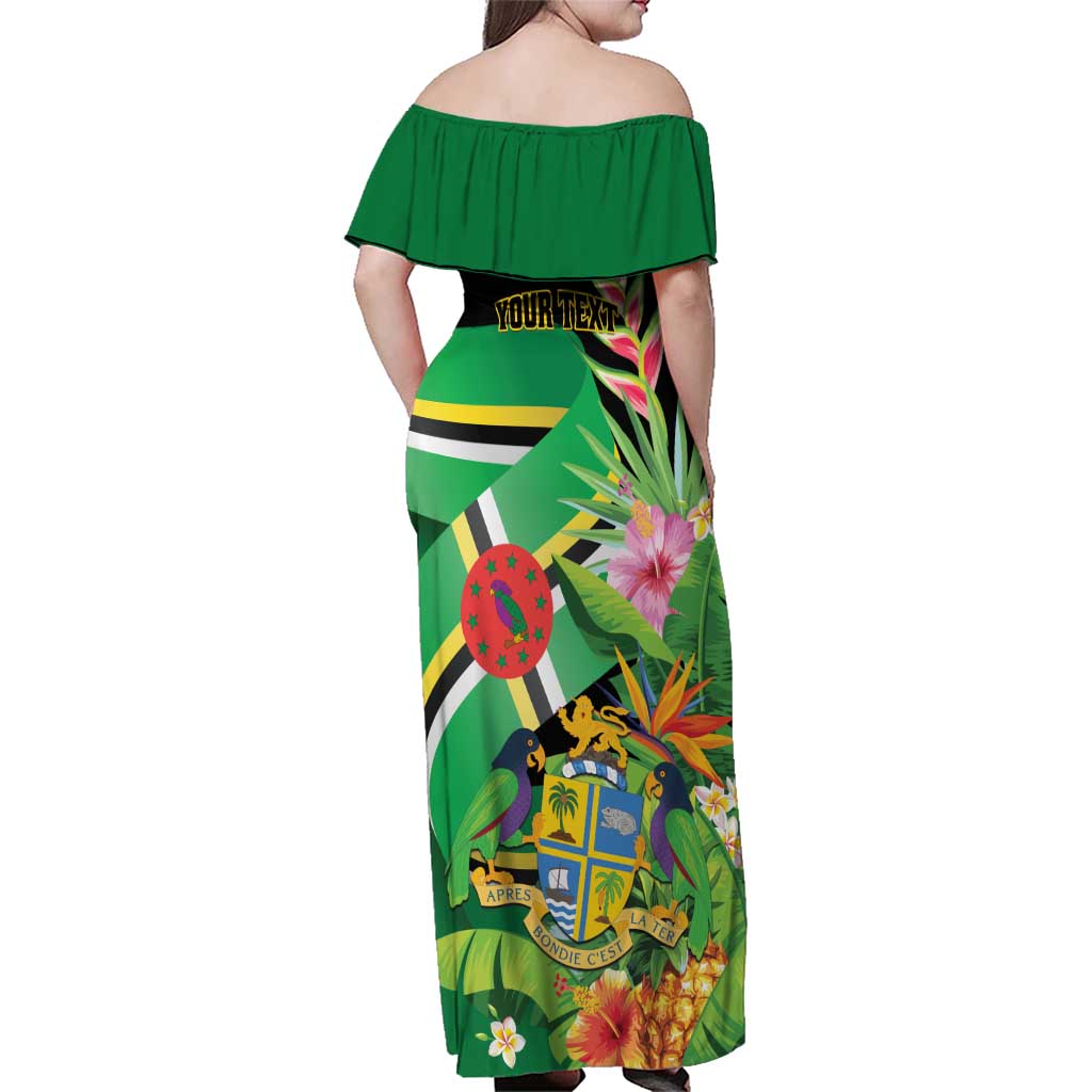 Personalized Dominica Family Matching Off Shoulder Maxi Dress and Hawaiian Shirt Nature Island of the Caribbean - Wonder Print Shop