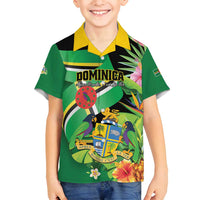 Personalized Dominica Family Matching Off Shoulder Maxi Dress and Hawaiian Shirt Nature Island of the Caribbean - Wonder Print Shop