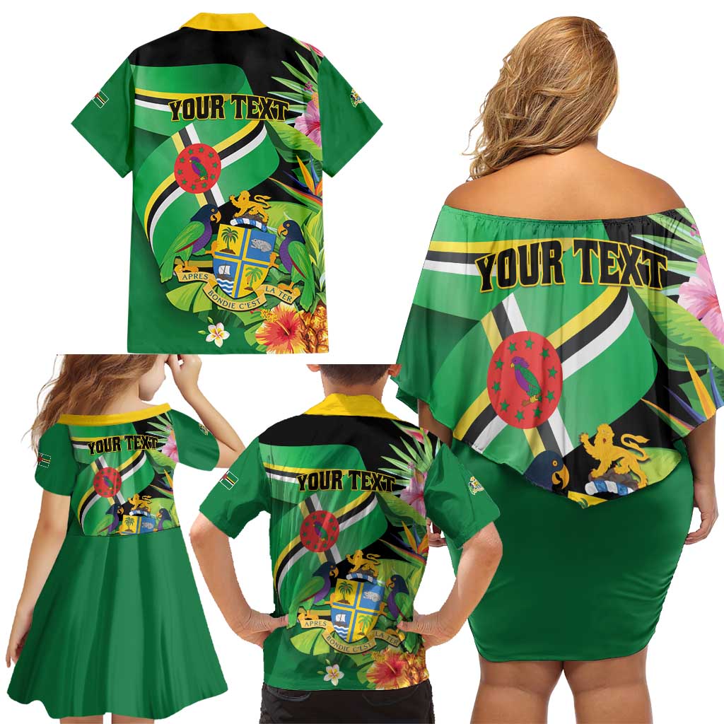 Personalized Dominica Family Matching Off Shoulder Short Dress and Hawaiian Shirt Nature Island of the Caribbean - Wonder Print Shop