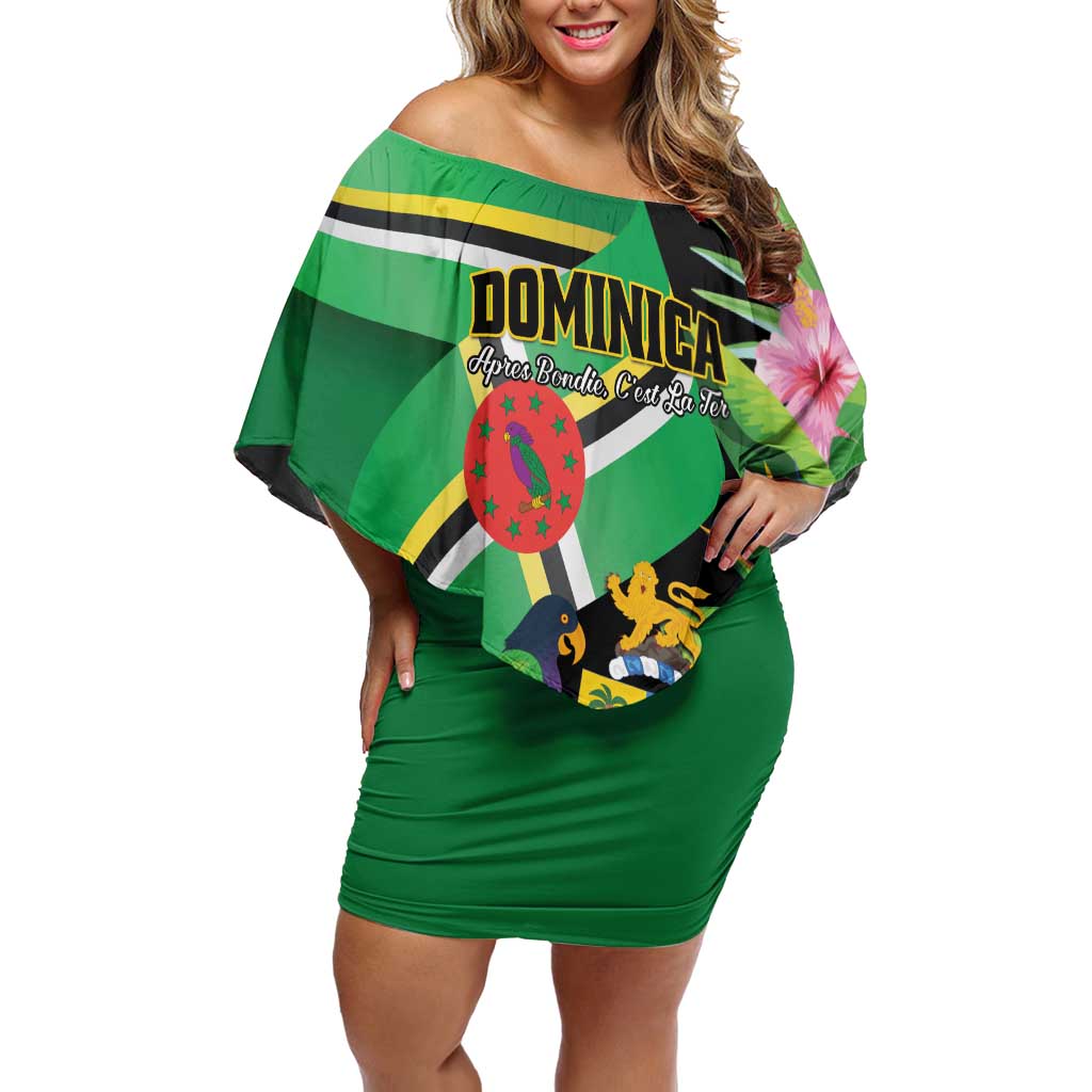 Personalized Dominica Family Matching Off Shoulder Short Dress and Hawaiian Shirt Nature Island of the Caribbean - Wonder Print Shop