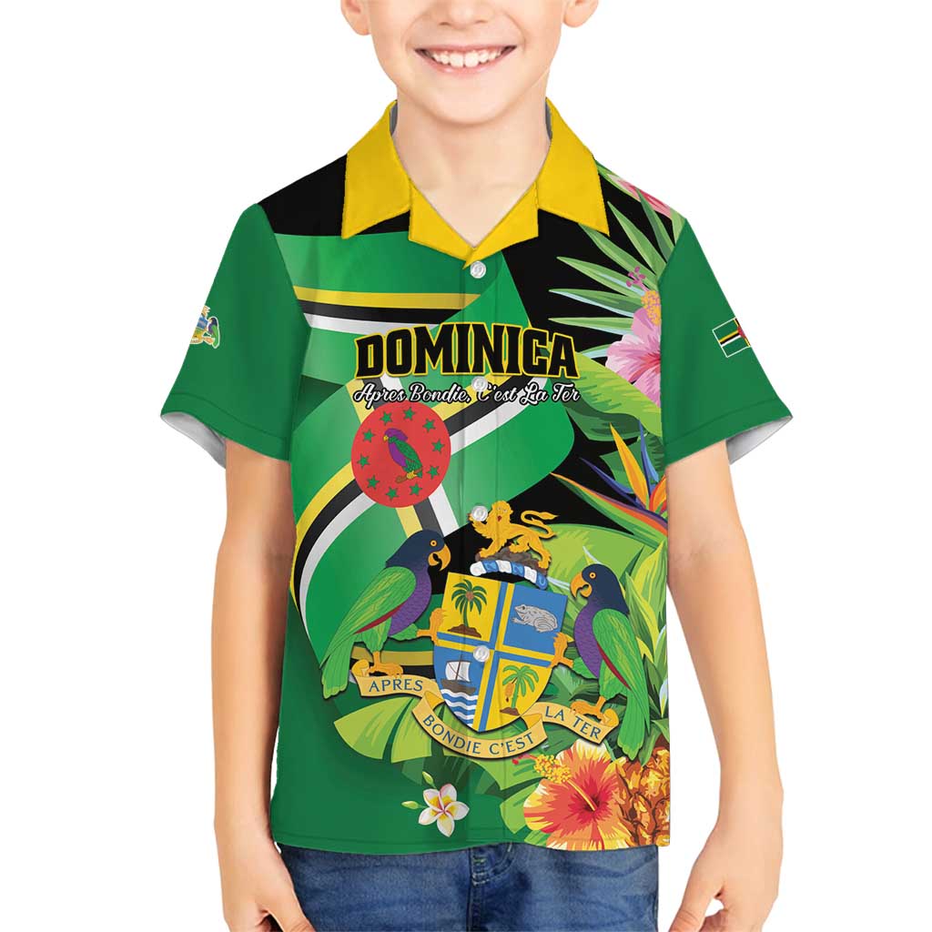 Personalized Dominica Family Matching Off Shoulder Short Dress and Hawaiian Shirt Nature Island of the Caribbean - Wonder Print Shop