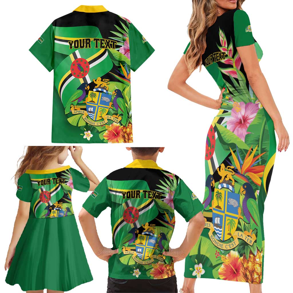 Personalized Dominica Family Matching Short Sleeve Bodycon Dress and Hawaiian Shirt Nature Island of the Caribbean - Wonder Print Shop