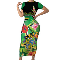 Personalized Dominica Family Matching Short Sleeve Bodycon Dress and Hawaiian Shirt Nature Island of the Caribbean - Wonder Print Shop