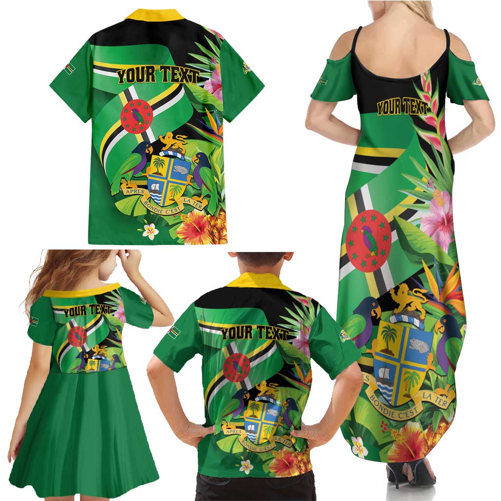 Personalized Dominica Family Matching Summer Maxi Dress and Hawaiian Shirt Nature Island of the Caribbean - Wonder Print Shop