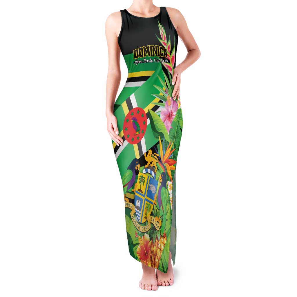 Personalized Dominica Family Matching Tank Maxi Dress and Hawaiian Shirt Nature Island of the Caribbean - Wonder Print Shop