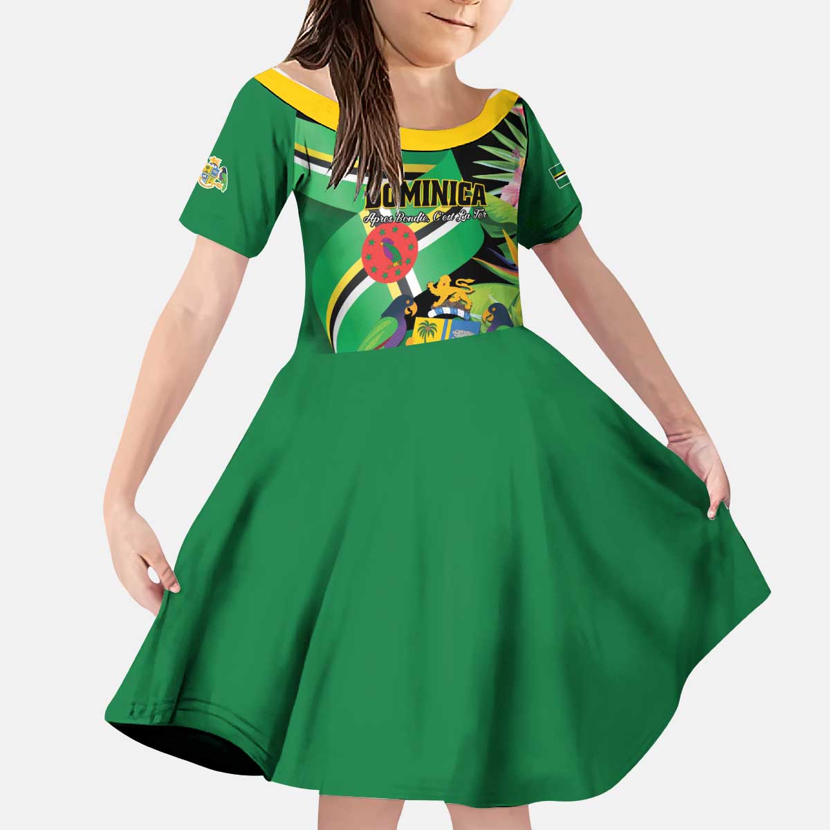 Personalized Dominica Kid Short Sleeve Dress Nature Island of the Caribbean - Wonder Print Shop