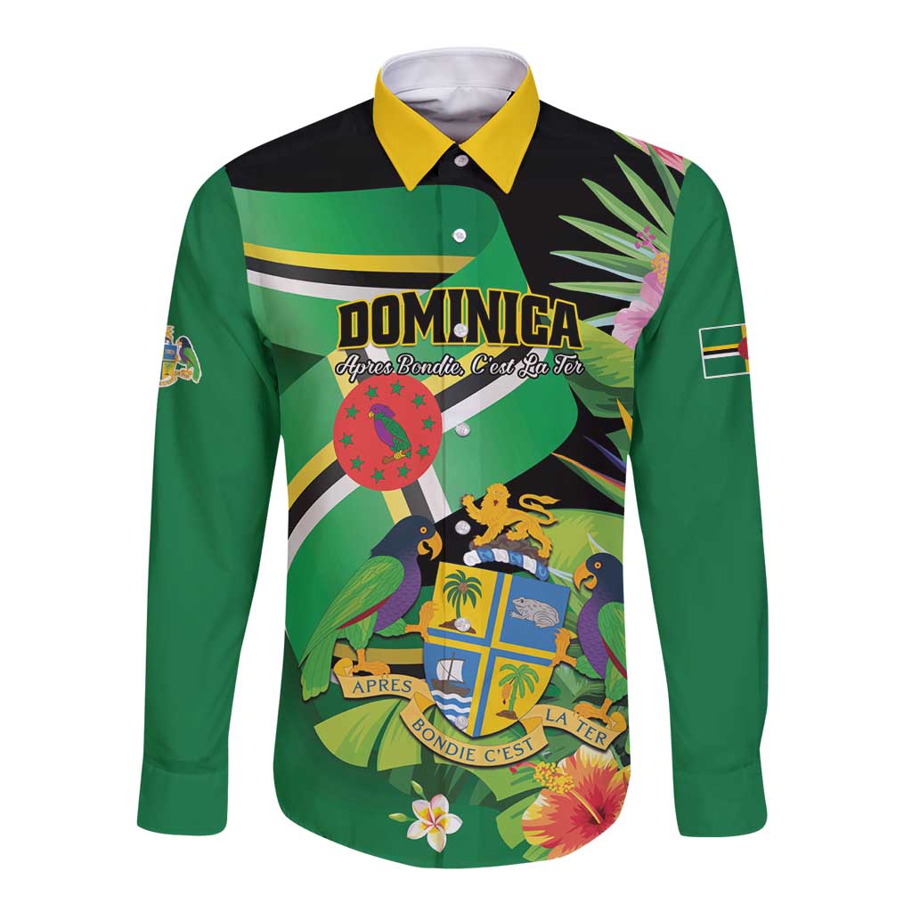 Personalized Dominica Long Sleeve Button Shirt Nature Island of the Caribbean - Wonder Print Shop