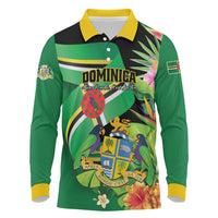 Personalized Dominica Long Sleeve Polo Shirt Nature Island of the Caribbean - Wonder Print Shop