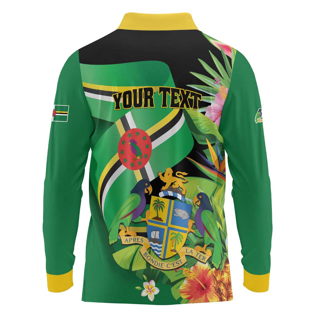 Personalized Dominica Long Sleeve Polo Shirt Nature Island of the Caribbean - Wonder Print Shop